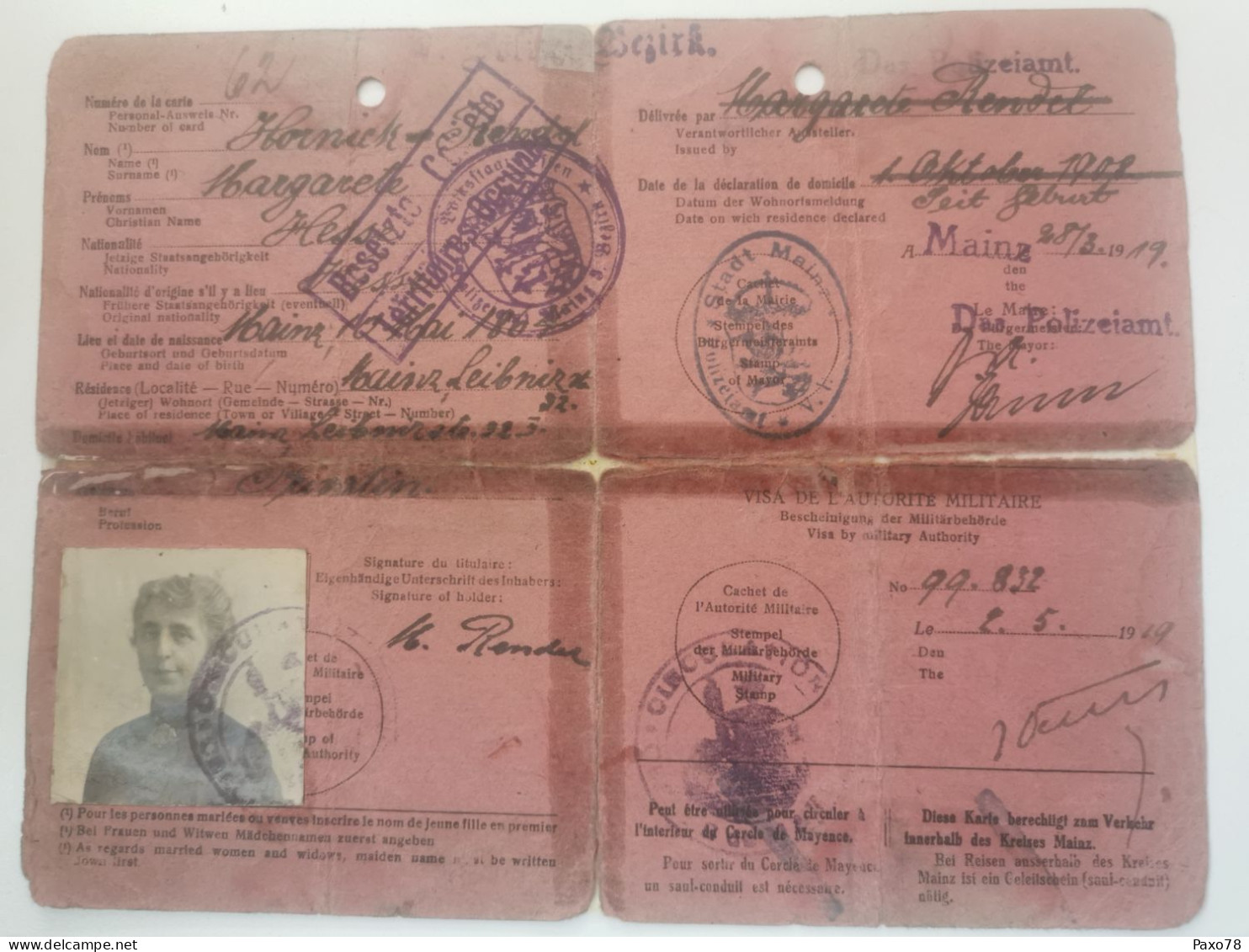Carte D'identité, Zone Occupation Des Armées Françaises, Mainz - War Stamps