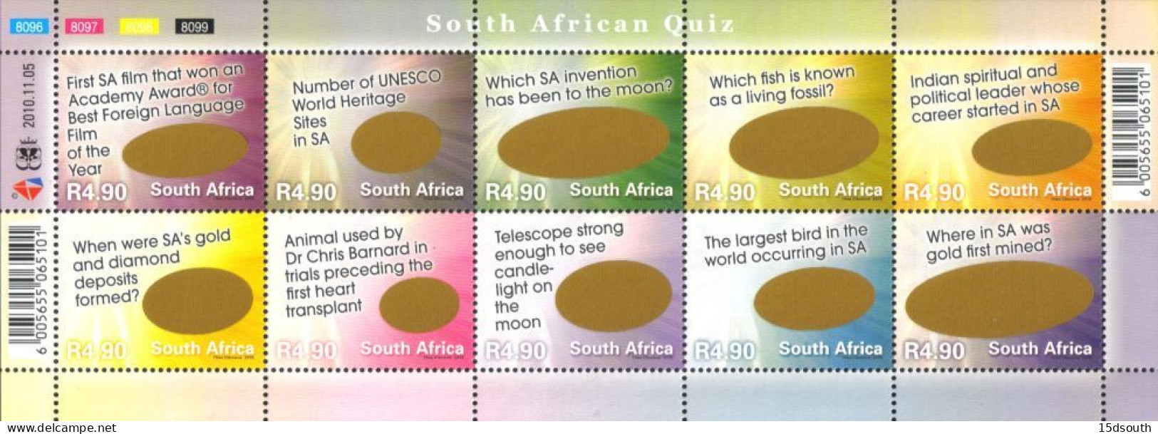 South Africa - 2010 SA Quiz Sheet (**) # SG 1867a - Ungebraucht