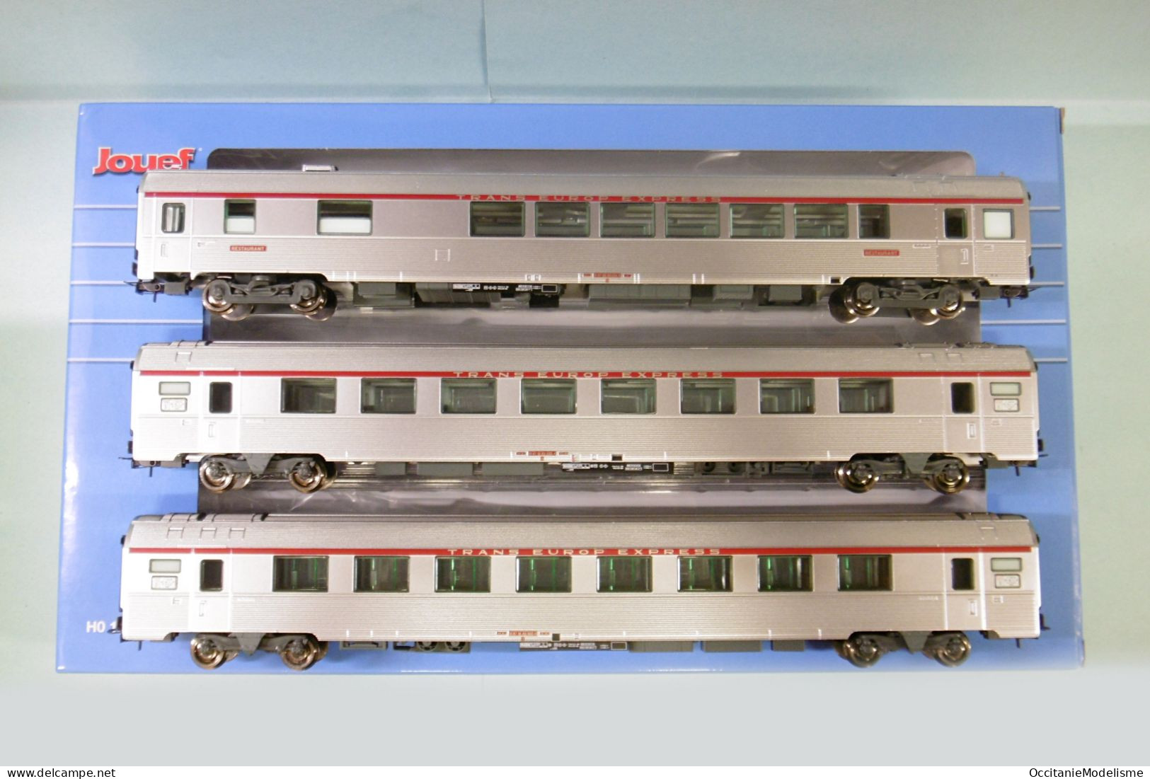 Jouef - Coffret 3 Voitures TEE Le CISALPIN Mistral 69 Inox ép. IV SNCF Réf. HJ4123 Neuf NBO HO 1/87 - Wagons Voor Passagiers