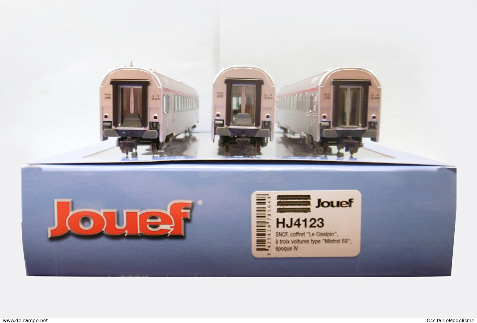 Jouef - Coffret 3 voitures TEE Le CISALPIN Mistral 69 Inox ép. IV SNCF réf. HJ4123 Neuf NBO HO 1/87