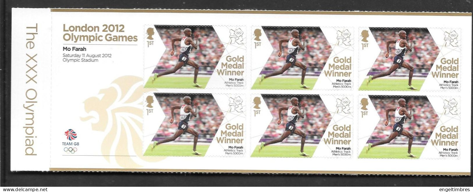 Gb 2012 Olympics GOLD MEDAL WINNER Minature Sheet Of 6 Stamps -  Mo Farah - Unused Stamps