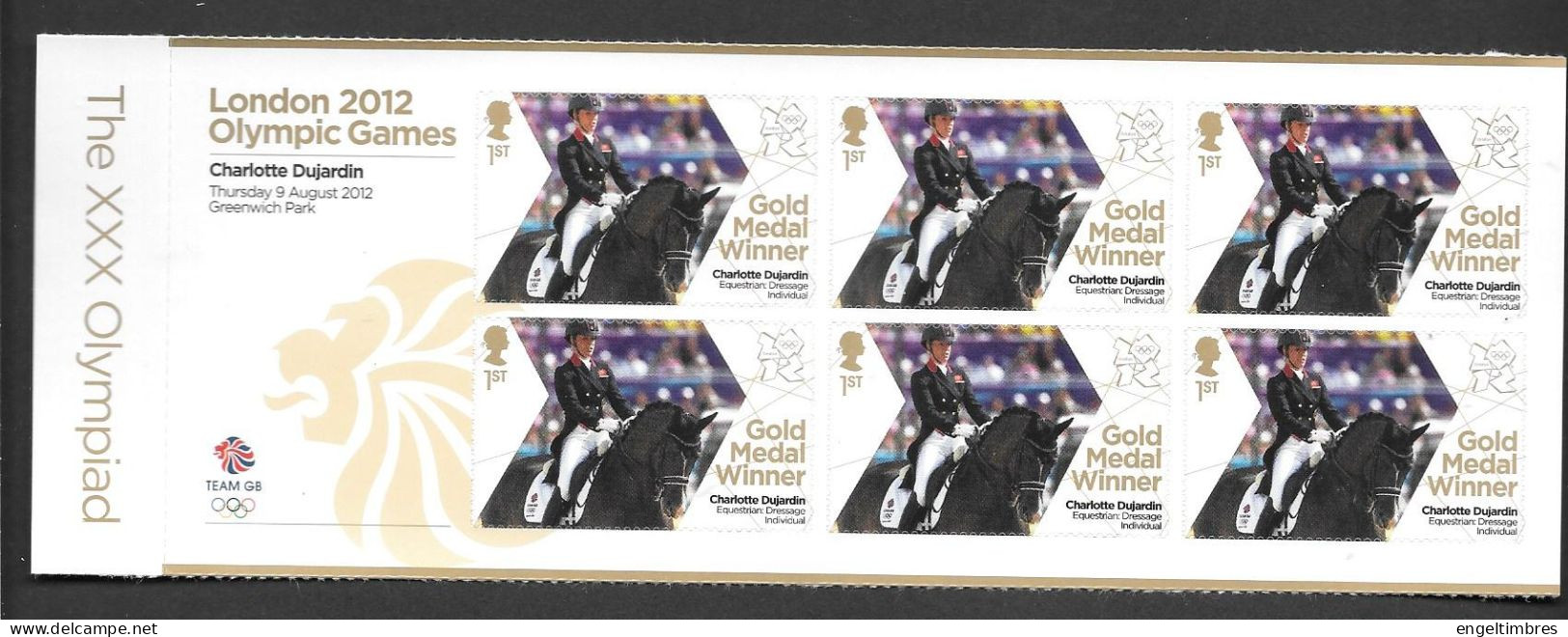 Gb 2012 Olympics GOLD MEDAL WINNER Minature Sheet Of 6 Stamps -  CHARLOTTE DUJARDIN - Unused Stamps