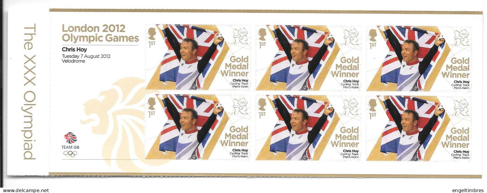 Gb 2012 Olympics GOLD MEDAL WINNER Minature Sheet Of 6 Stamps -  CHRIS HOY - Unused Stamps