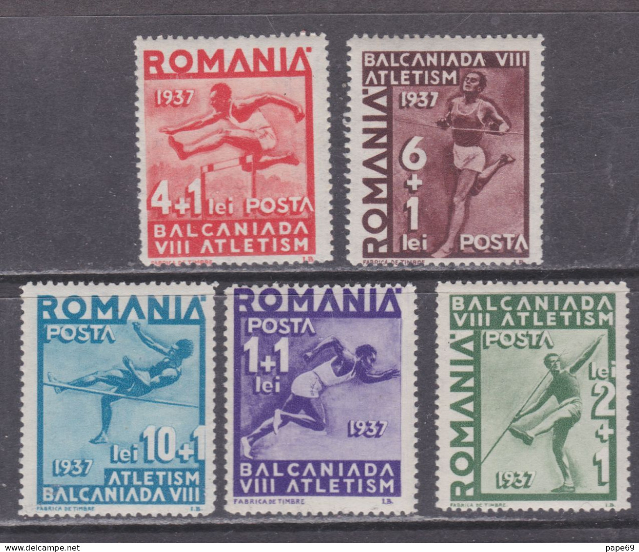 Roumanie N° 525 / 29 XX 8è Jeux Balkaniques D'athlétisme , Les 5 Valeurs Sans Charnière, TB - Neufs