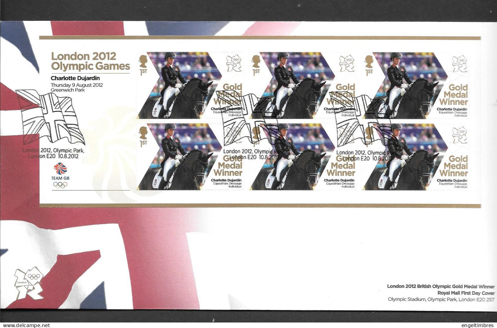 Gb 2012 Olympics GOLD MEDAL WINNER Sheet Of 6 Stamps FDC -  CHARLOTTE DUJARDIN  -- SEE  NOTES SEE NOTES - Unused Stamps