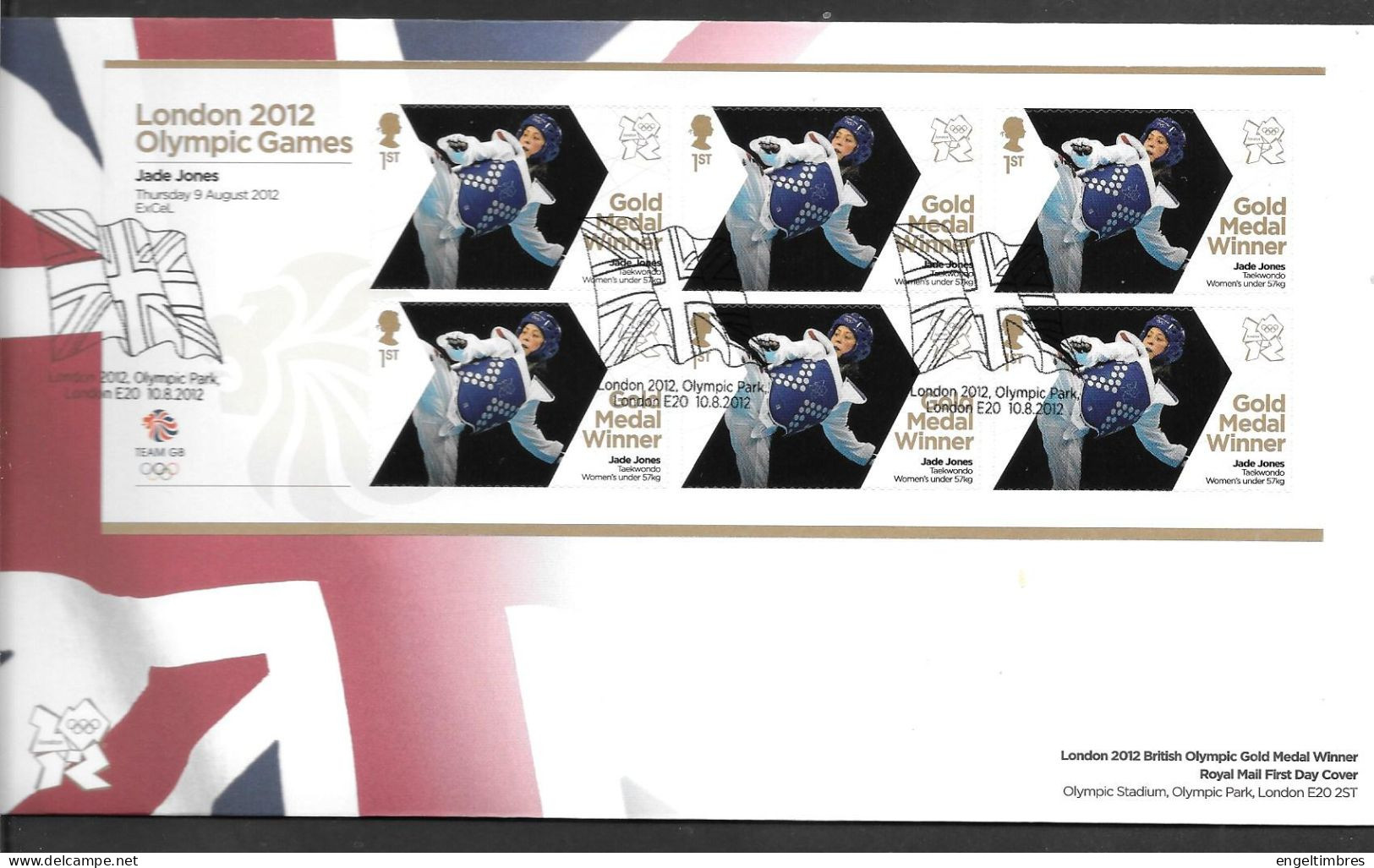 Gb 2012 Olympics GOLD MEDAL WINNER Sheet Of 6 Stamps FDC -  JADE JONES  -- SEE  NOTES SEE NOTES - Unused Stamps