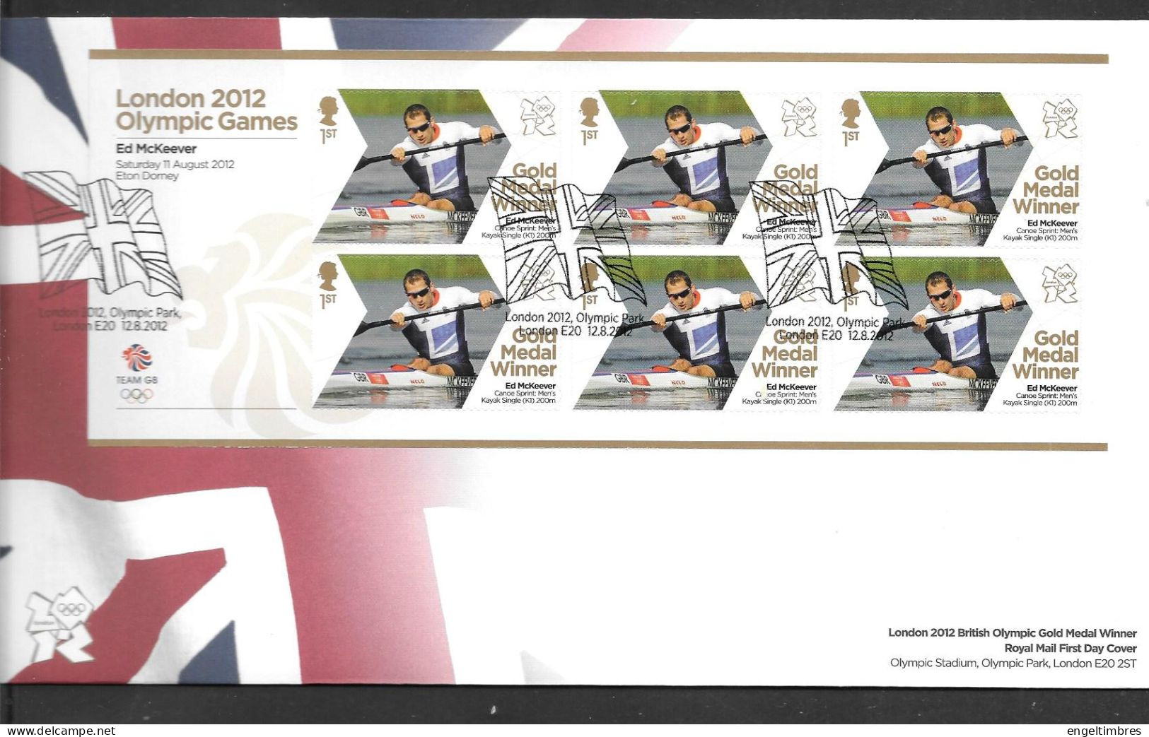 Gb 2012 Olympics GOLD MEDAL WINNER Sheet Of 6 Stamps FDC -  Ed McKEEVER  -- SEE  NOTES SEE NOTES - Unused Stamps