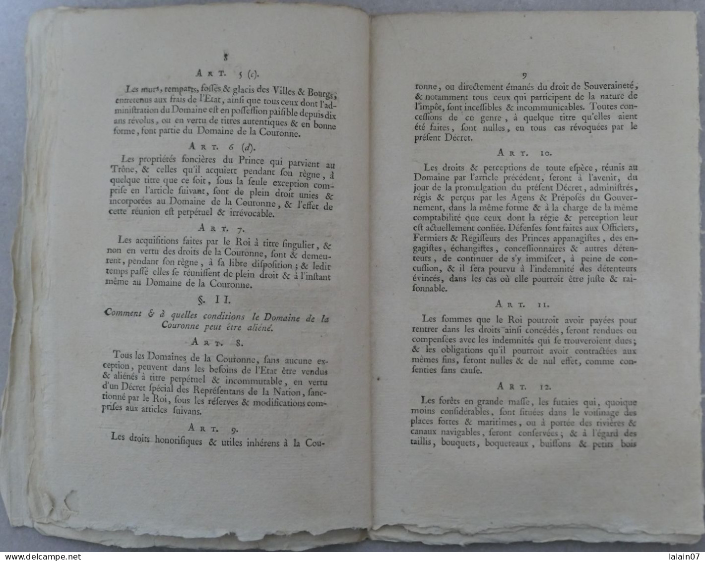 Projet De DECRET Proposé Par Comité Des Domaines, M. ENJUBAULT De La ROCHE, 1790 - Decreti & Leggi