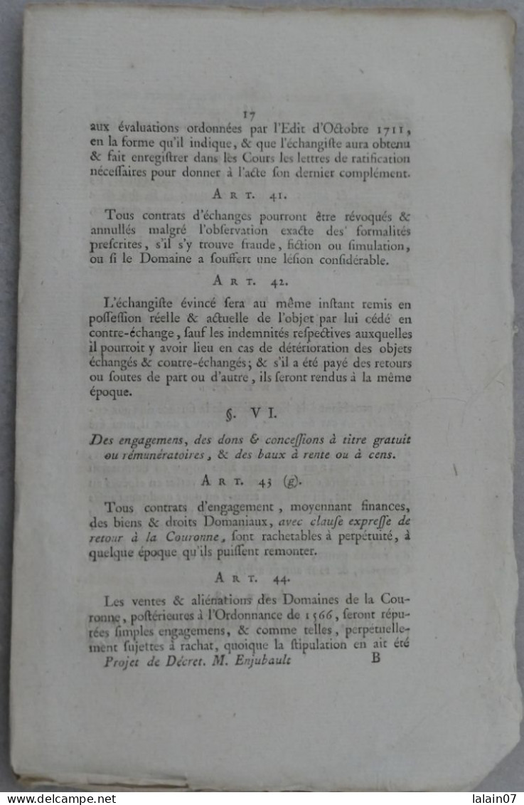 Projet de DECRET proposé par Comité des Domaines, M. ENJUBAULT de la ROCHE, 1790