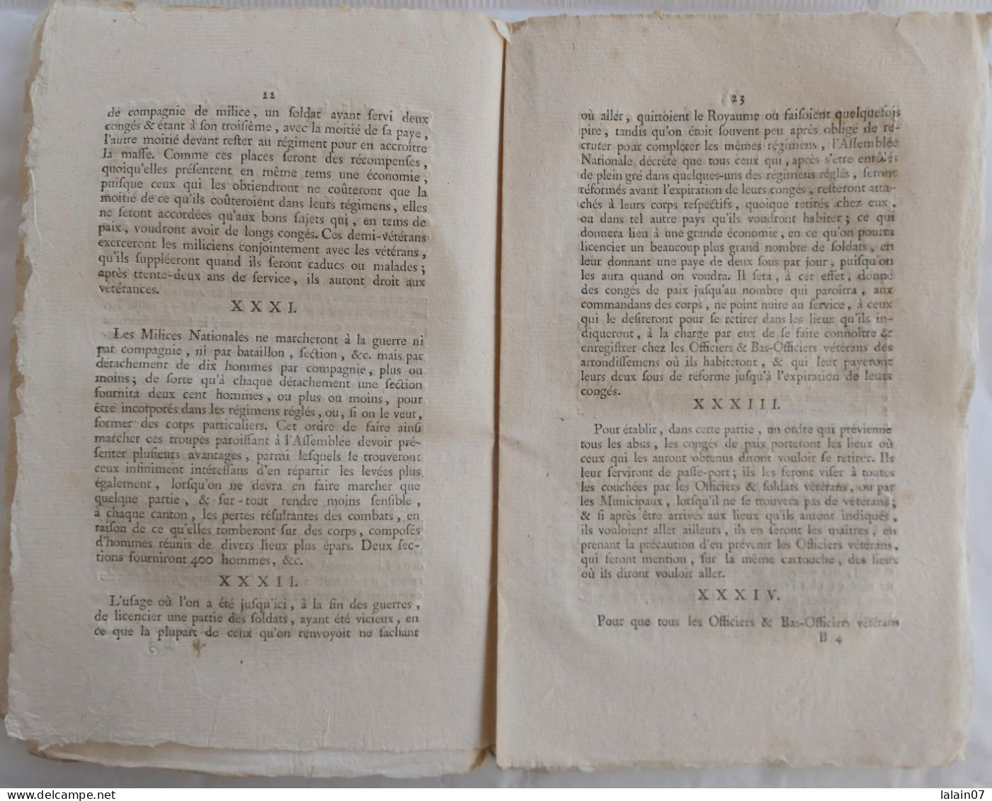 Projets De DECRETS Sur Les MILICES Auxiliaires Et Les Travaux Publics, 1790 - Decreti & Leggi