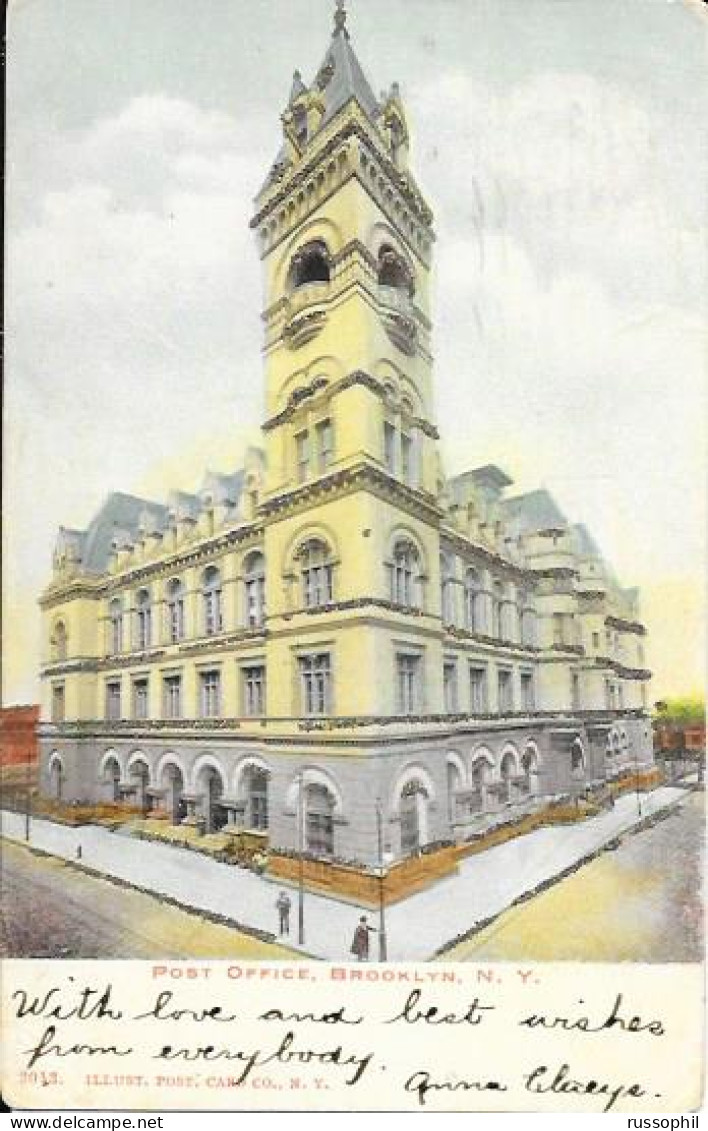 USA - POST OFFICE, BROOKLYN.  N.Y. - PUB. ILLUST. POST. CARD REF #2013 - GLITTERING PC WITH PAILLETTES - 1906 - Brooklyn