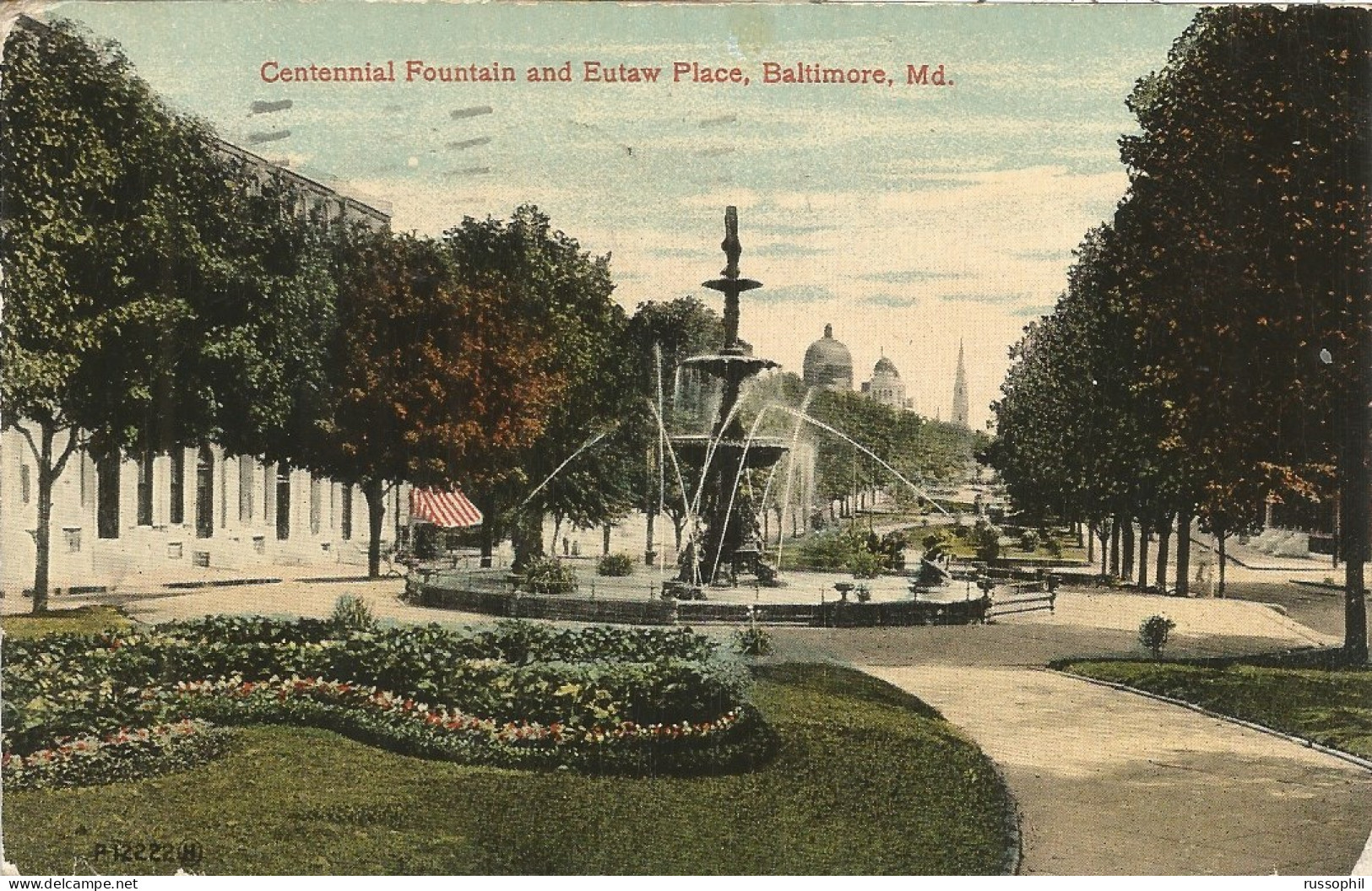 USA - CENTENNIAL FOUNTAIN AND EUTAW PLACE, BALTIMORE, MD. - PUB. PSCOC REF. P12227 - 1914  - Baltimore