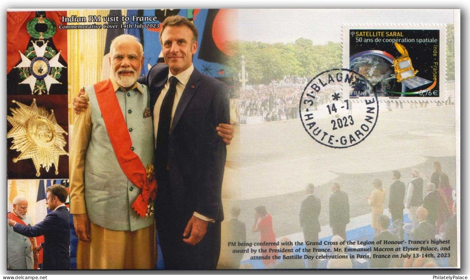 FRANCE 2023 INDIA PM Narendra Modi, Mr.Emmanuel Macron,Bastille Day Paris, Sp Cover 14th July 2023 (**) Inde Indien - Storia Postale