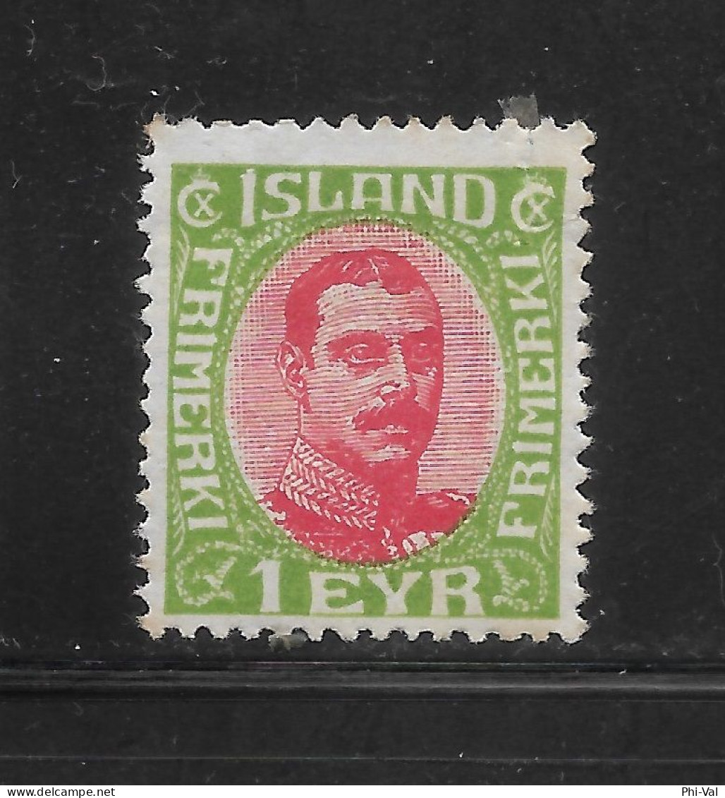 (LOT167) Old Iceland Stamp. 1915-1918. 1 Eyr Sc 99. VF MLH - Unused Stamps