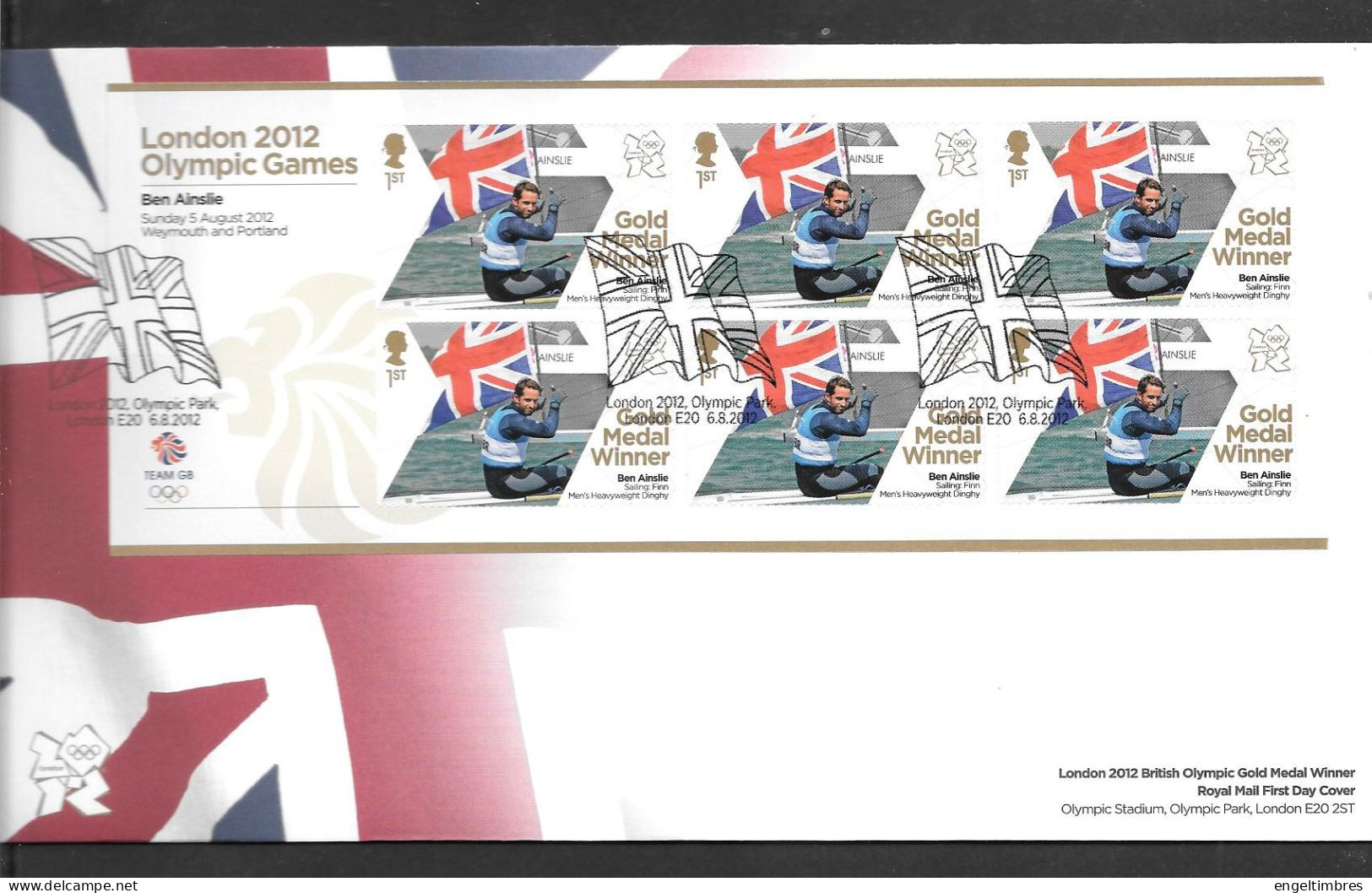 Gb 2012 Olympics GOLD MEDAL WINNER Sheet Of 6 Stamps FDC -  BEN AINSLIE  -- SEE  NOTES SEE NOTES - Unused Stamps