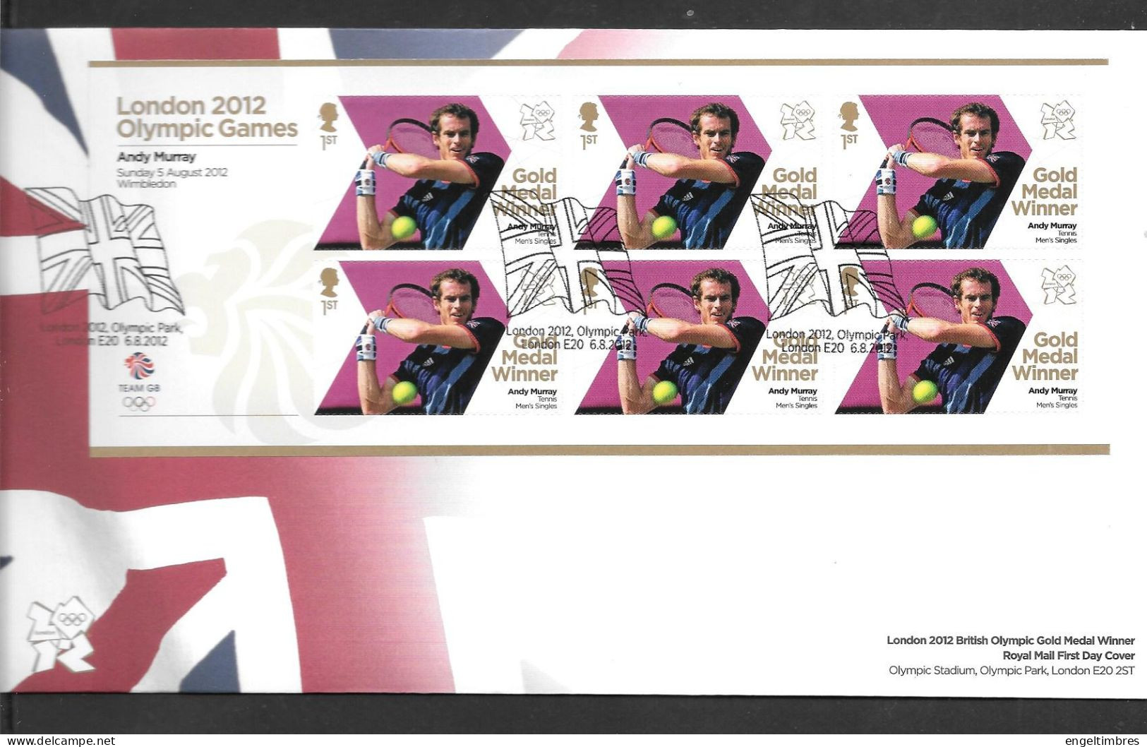 Gb 2012 Olympics GOLD MEDAL WINNER Sheet Of 6 Stamps  FDC --  ANDY MURRAY -  SEE  NOTES SEE NOTES - Unused Stamps