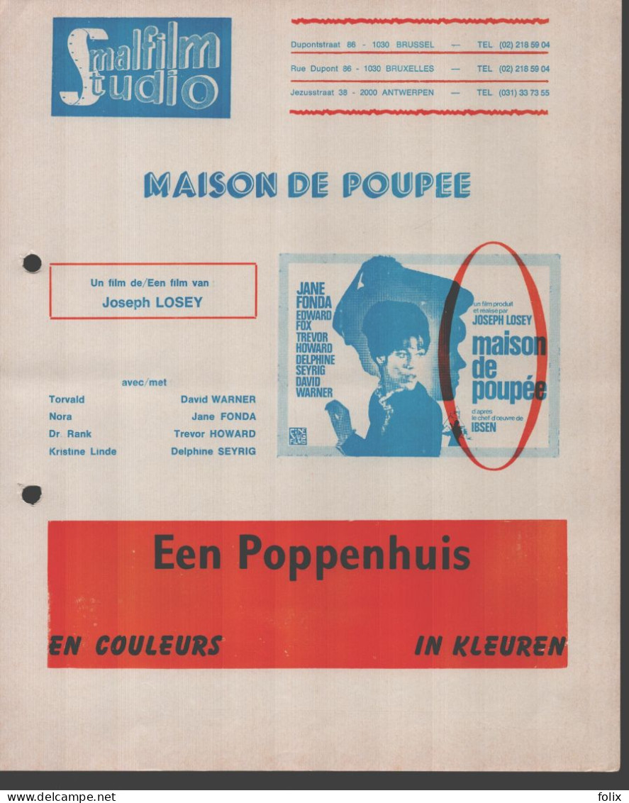 Maison De Poupée - Joseph Losey - A4 Smalfilm Studio Promotional Poster / Affiche With Synopsis - Affiches & Posters