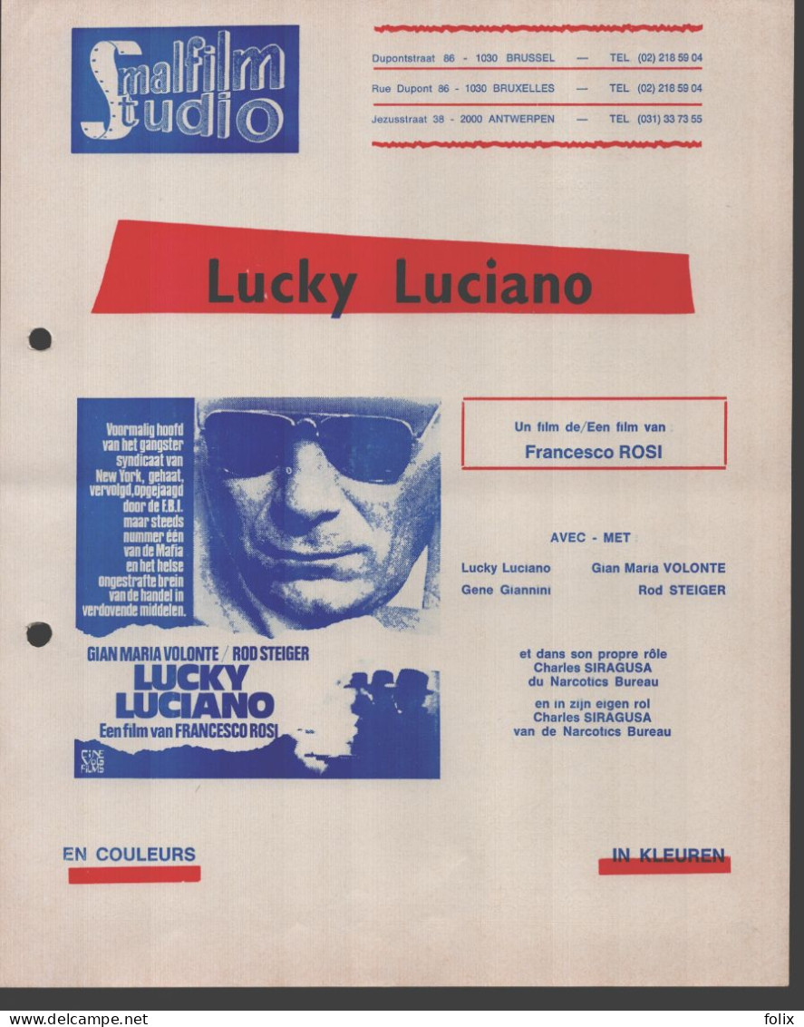 Lucky Luciano - Francesco Rosi - A4 Smalfilm Studio Promotional Poster / Affiche With Synopsis - Affiches & Posters