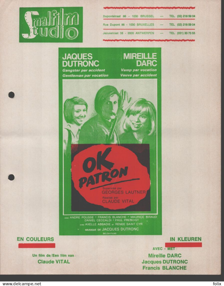 OK Patron - Claude Vital - A4 Smalfilm Studio Promotional Poster / Affiche With Synopsis - Affiches & Posters