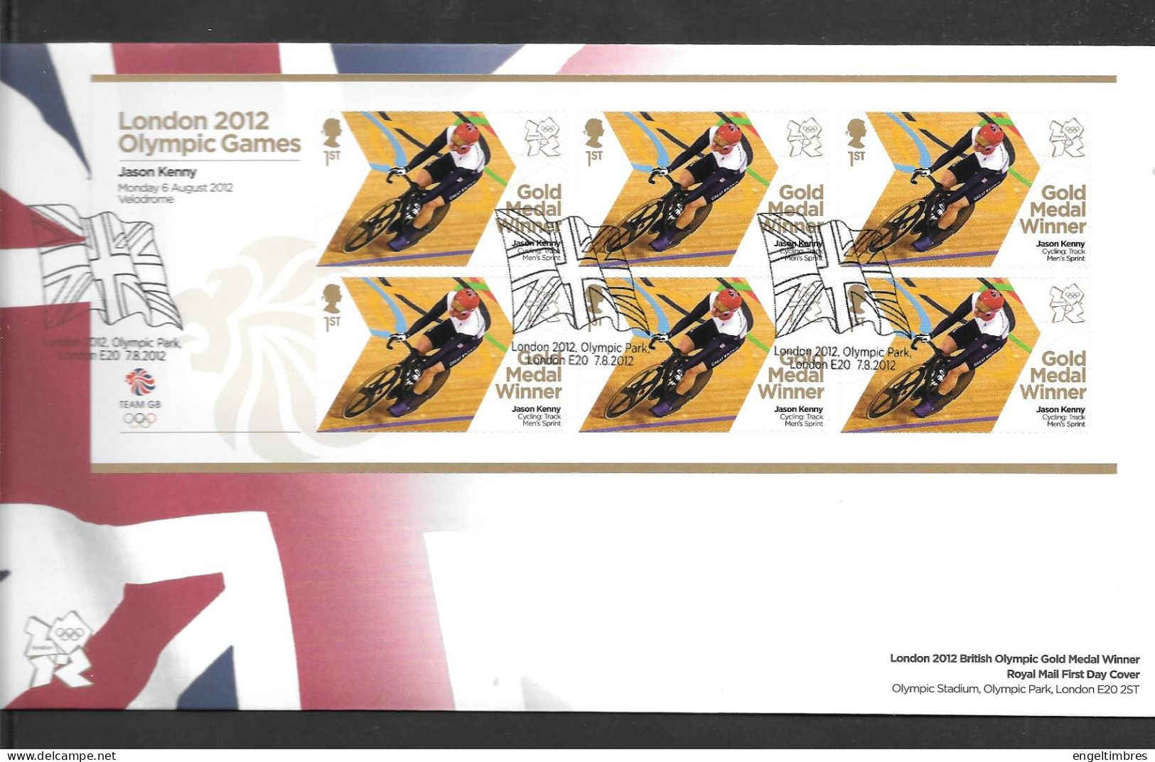 Gb 2012 Olympics GOLD MEDAL WINNER Sheet Of 6 Stamps  FDC --  JASON KENNY-  SEE  NOTES SEE NOTES - Unused Stamps