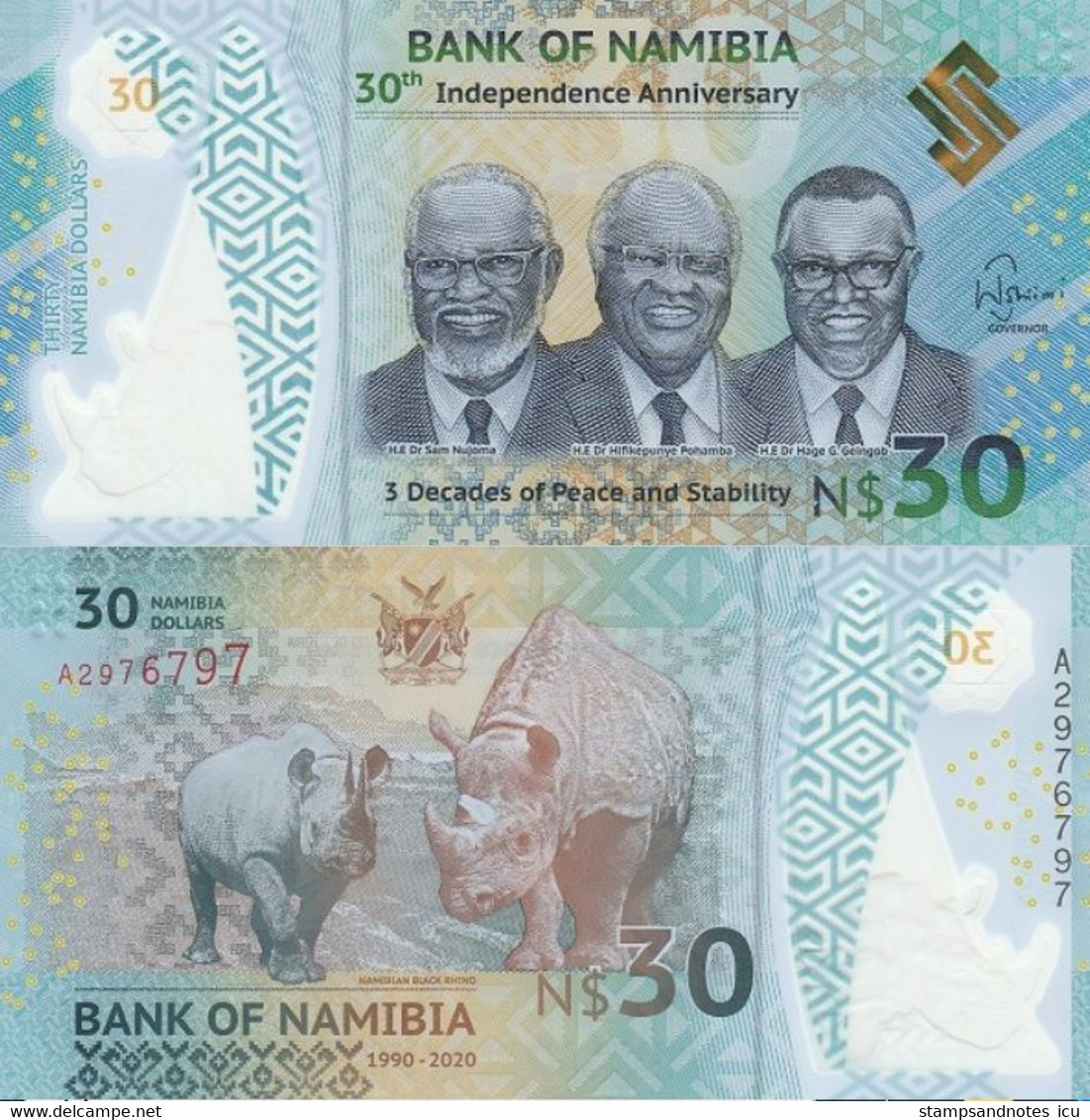 NAMIBIA 30 Dollars 2020 P W18 COMMEMORATIVE  Polymer UNC - Namibië