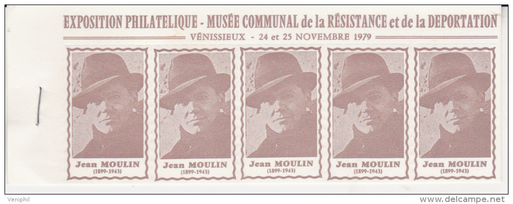 CARNET DE 20 VIGNETTES - JEAN-MOULIN - MUSEE DE LA RESISTANCE VENISSIEUX 1979 - Blocks & Sheetlets & Booklets