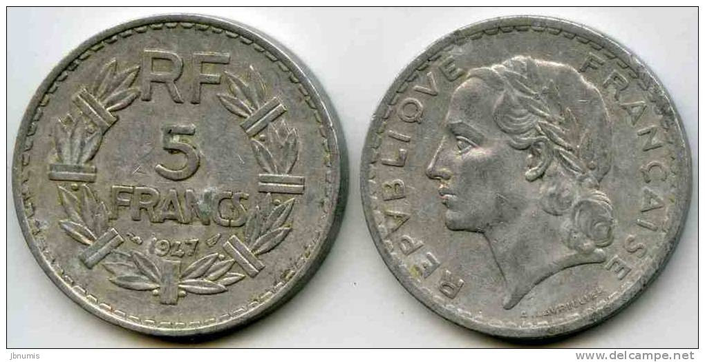 France 5 Francs 1947 9 Fermé GAD 766a KM 888b.1 - 5 Francs