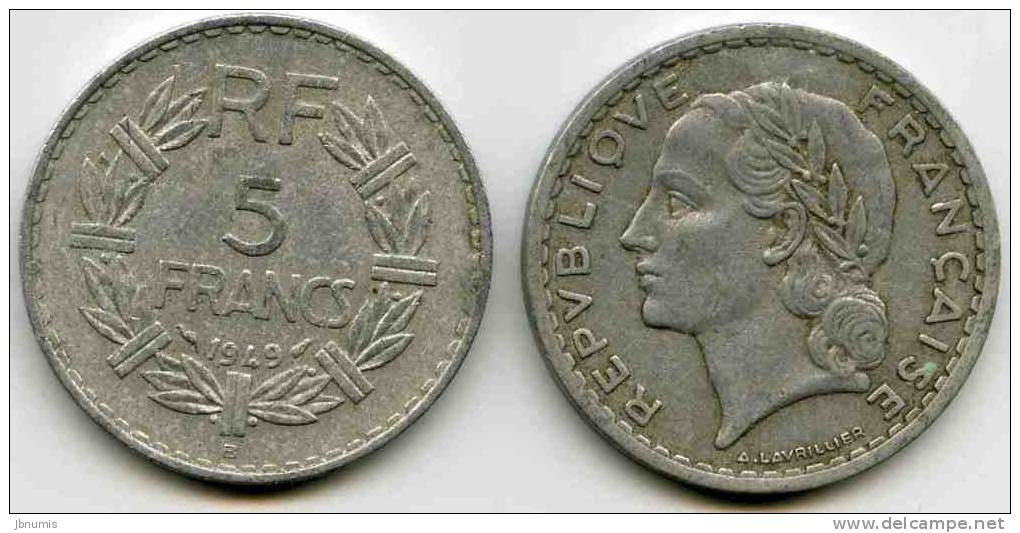 France 5 Francs 1949 B GAD 766a KM 888b.2 - 5 Francs