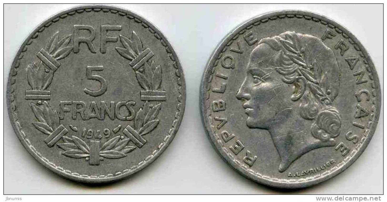 France 5 Francs 1949 GAD 766a KM 888b.1 - 5 Francs