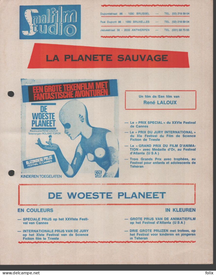 La Planète Sauvage - René Laloux - A4 Smalfilm Studio Promotional Poster / Affiche With Synopsis - Affiches & Posters