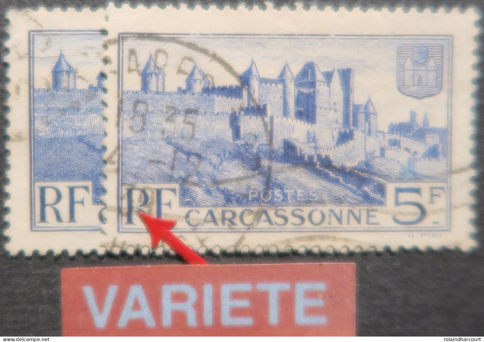 LP3203/1 - 1938 - CARCASSONNE - N°392 Oblitéré - VARIETE >>> " R " De RF Cassé - Usados