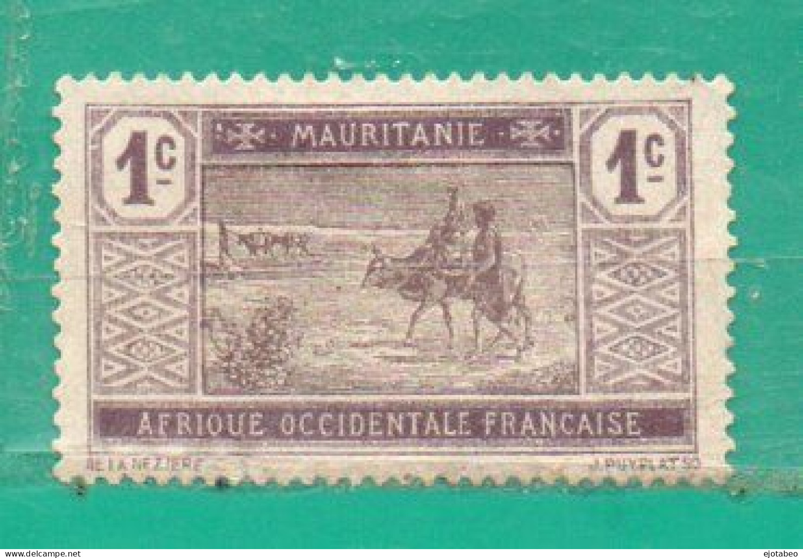 1 Mauritania  1913/19 Yvert 17  Nuevo Sin Goma-Resto De BisagraTT:Fauna,Vacas - Neufs