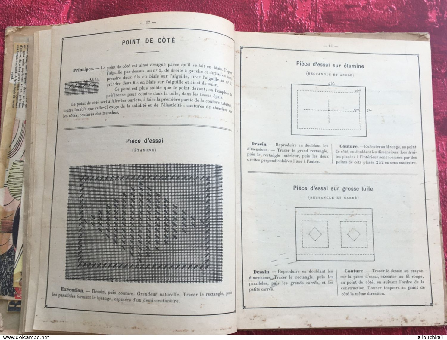 RARE -1898 France Méthode-Album-Cahier : Couture usuelle-Point de marque-Toiles-exercices de raccommodage-Tricot-Crochet