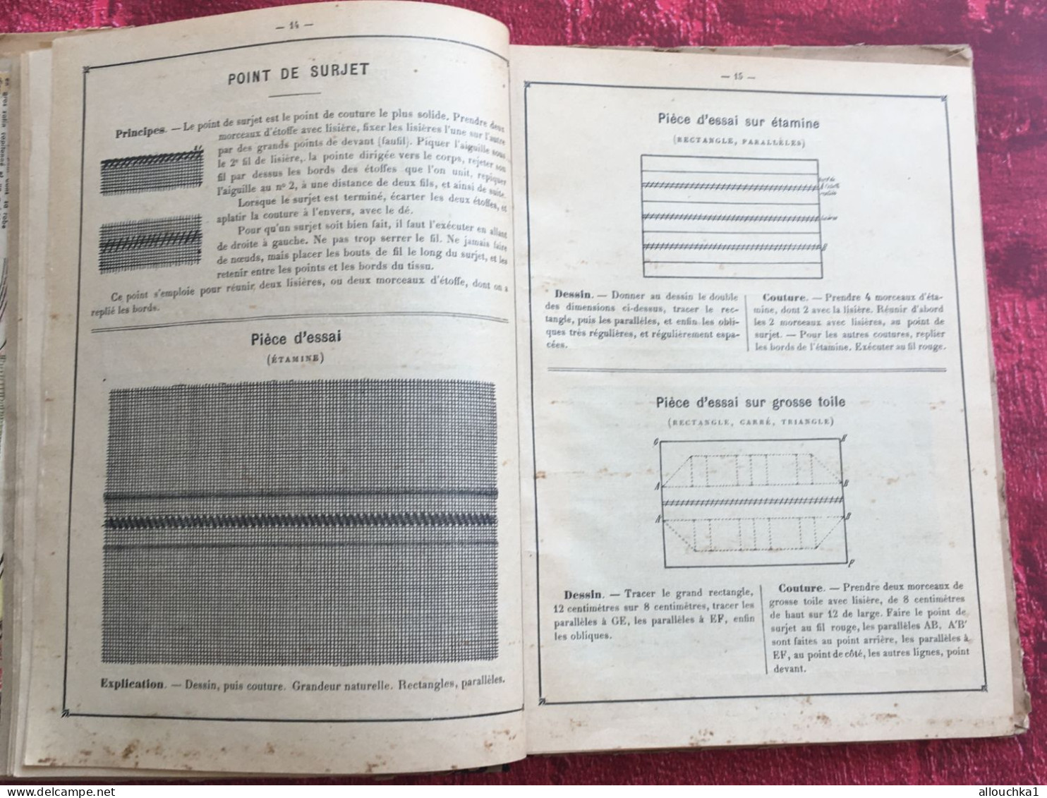 RARE -1898 France Méthode-Album-Cahier : Couture usuelle-Point de marque-Toiles-exercices de raccommodage-Tricot-Crochet