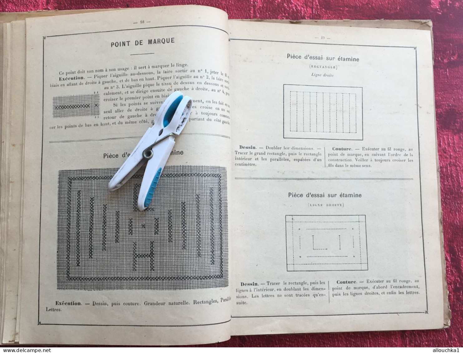 RARE -1898 France Méthode-Album-Cahier : Couture usuelle-Point de marque-Toiles-exercices de raccommodage-Tricot-Crochet