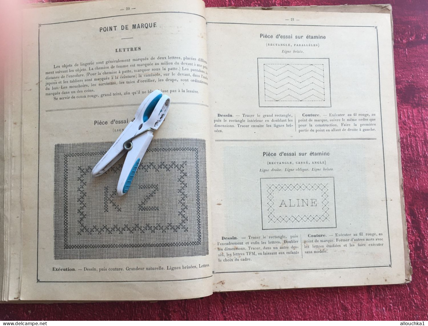 RARE -1898 France Méthode-Album-Cahier : Couture usuelle-Point de marque-Toiles-exercices de raccommodage-Tricot-Crochet