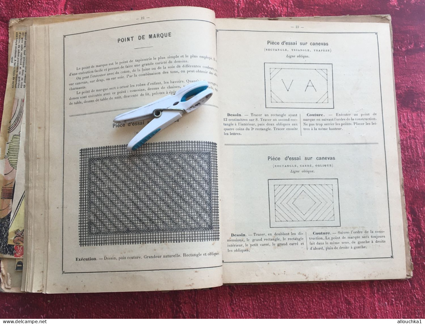 RARE -1898 France Méthode-Album-Cahier : Couture usuelle-Point de marque-Toiles-exercices de raccommodage-Tricot-Crochet