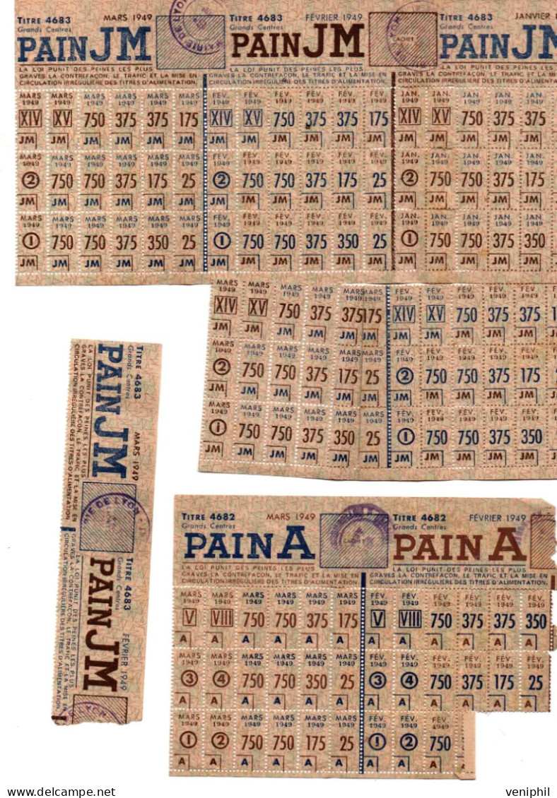 LOT TICKETS DE PAINS DE 1949 - 1939-45