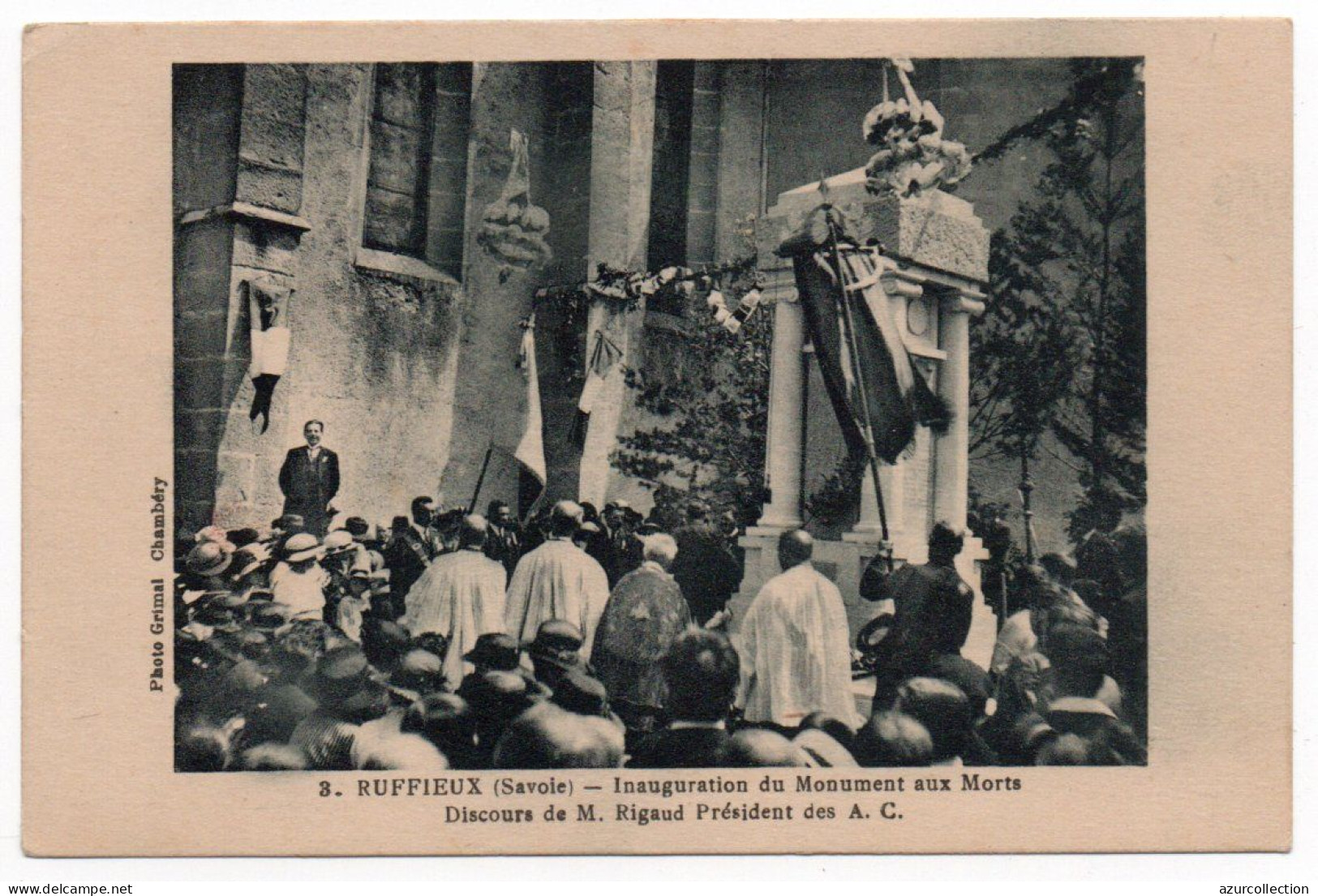 Inauguration Du Monument Aux Morts. Discours De Mr Rigaud Président Des Anciens Combattants - Ruffieux