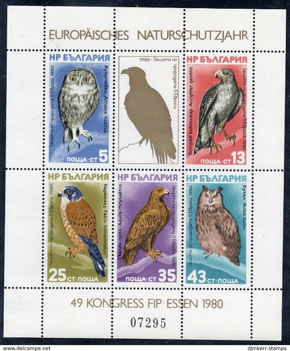BULGARIA 1980 Birds Of Prey MS, MNH / **.  Michel Block 105 - Blocks & Sheetlets