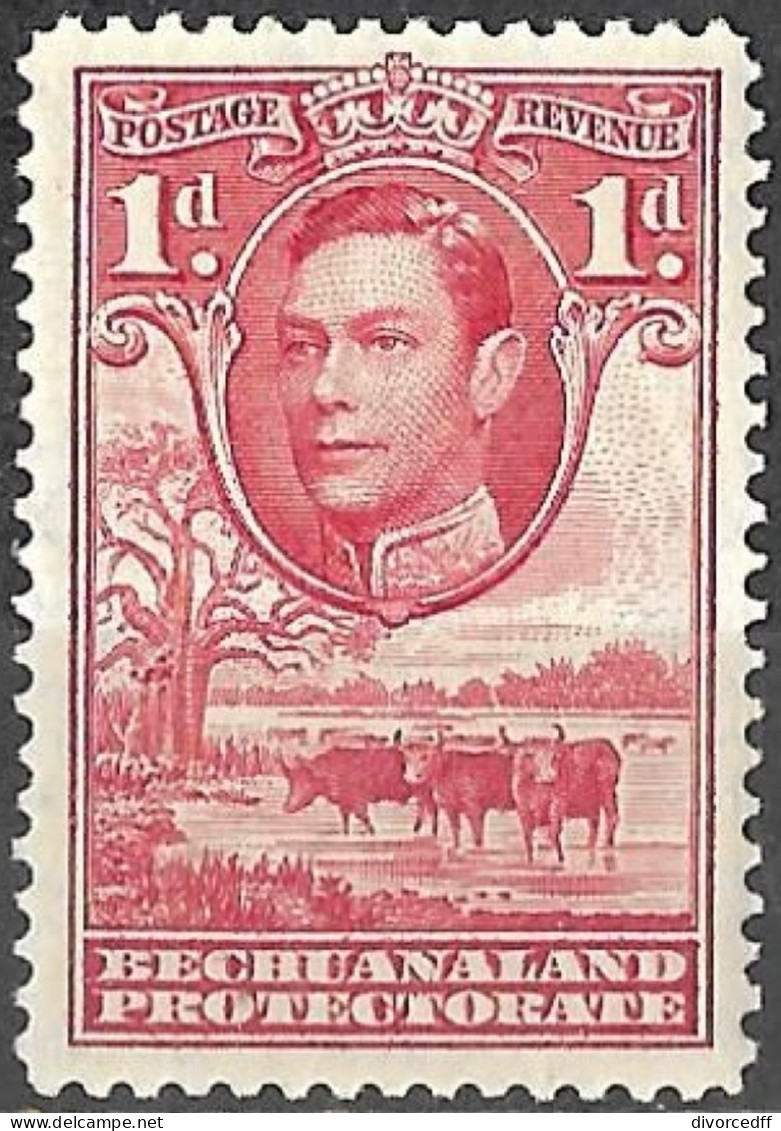 Bechuanaland Protectorate 1938 - 1944 Mint Stamp King George VI Cattle And Baobab Tree 1d [WLT109] - 1885-1964 Bechuanaland Protectorate