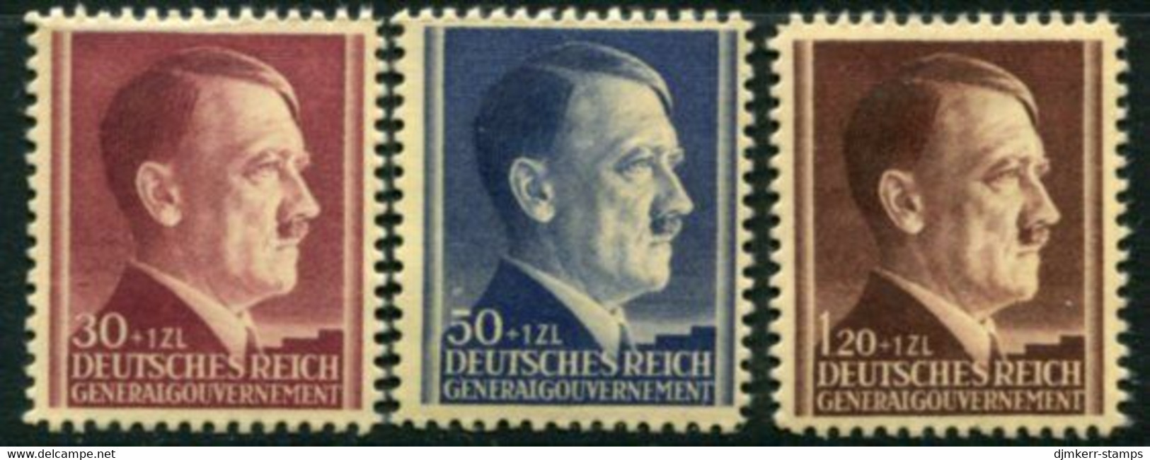 GENERAL GOVERNMENT 1942 Birthday Of Hitler MNH / **   Michel 89-91 - Besetzungen 1938-45