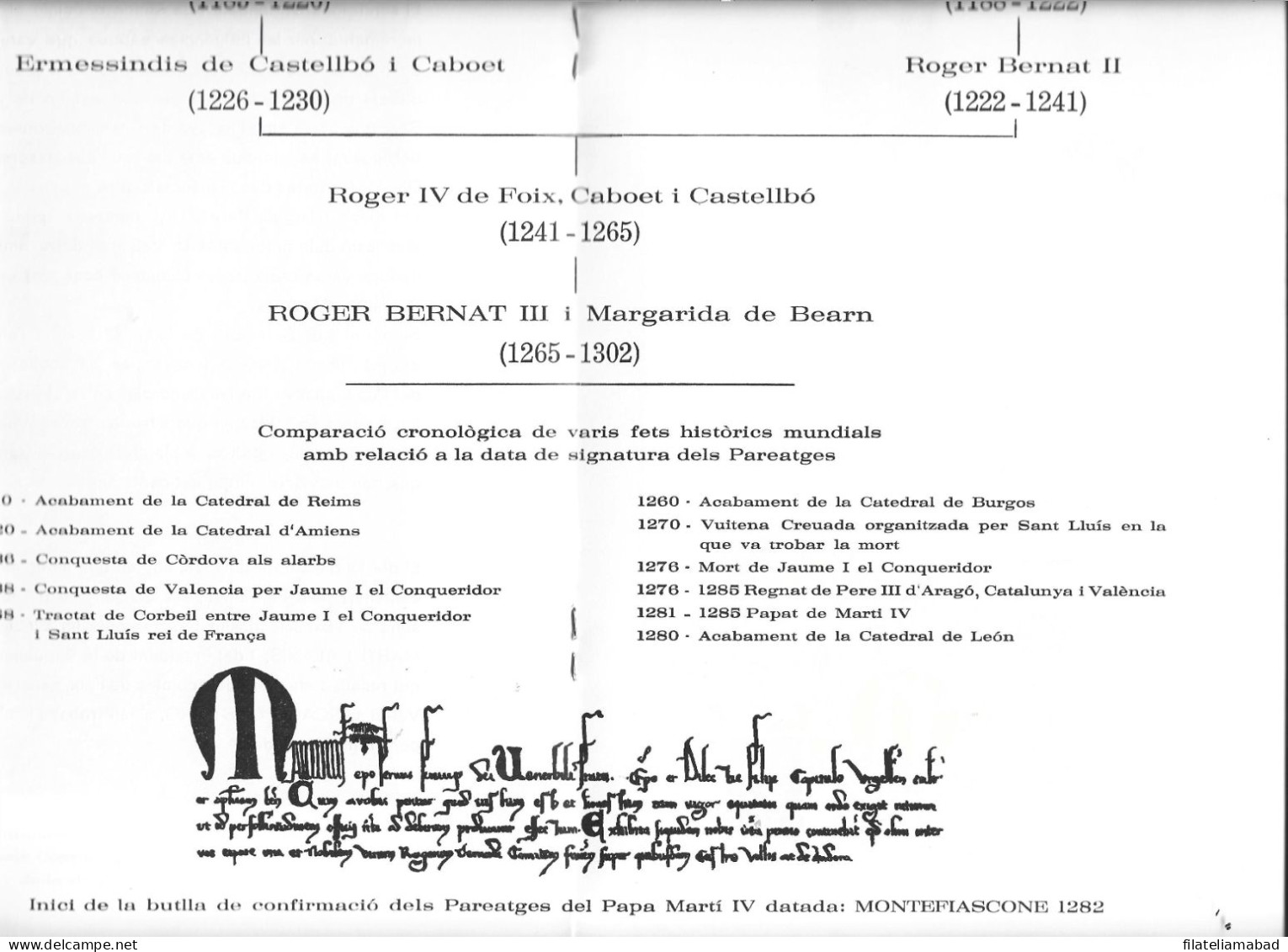 ANDORRA DOCUMENTOS FILATELICOS RELACIONADOS CENTENARIO DEL PAREATGES 1278-1978 (S.G.F.) - Oblitérés