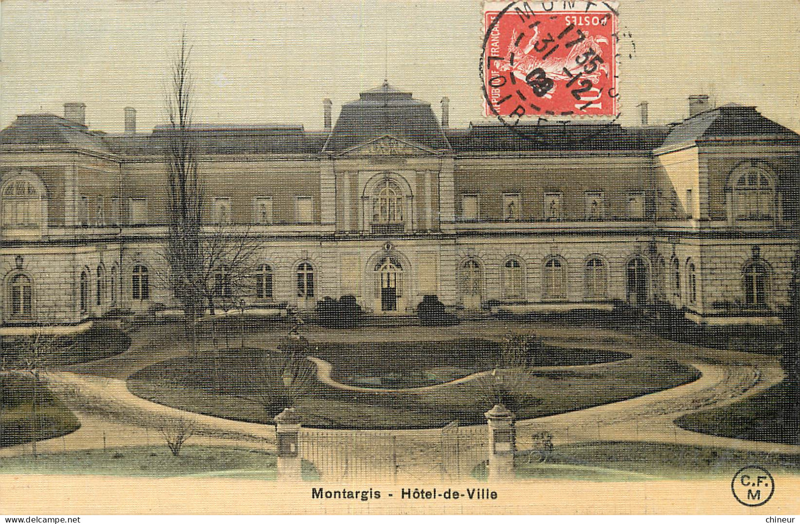 MONTARGIS HOTEL DE VILLE CARTE COLORISEE ET TOILEE - Montargis