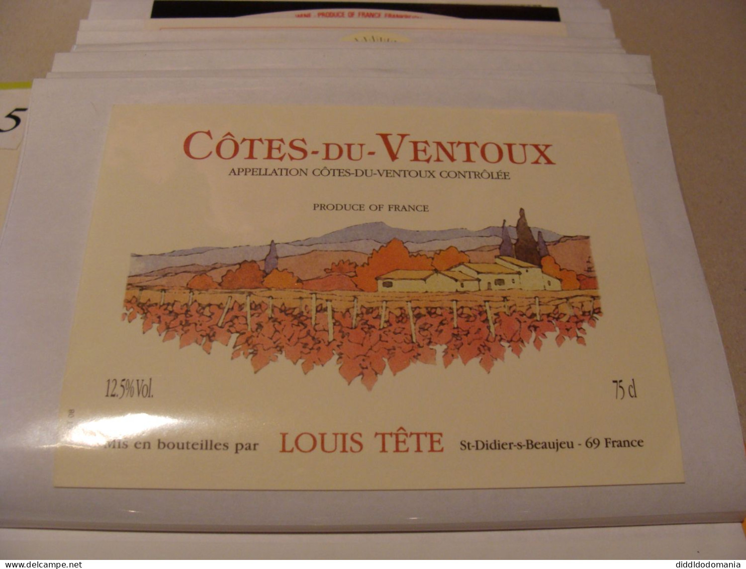 Etiquette De Vin Jamais Collée Wine Label  Weinetikett 1 Etiquettes Cotes Du Rhone Cotes Du Ventoux Louis Tete - Côtes Du Ventoux