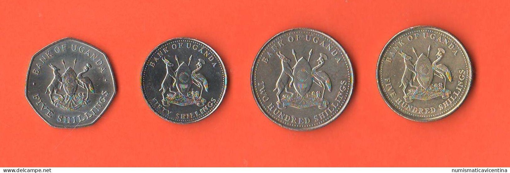 Uganda 5 40 200 500 Shillings Nickel Brass Coin Africa States - Uganda