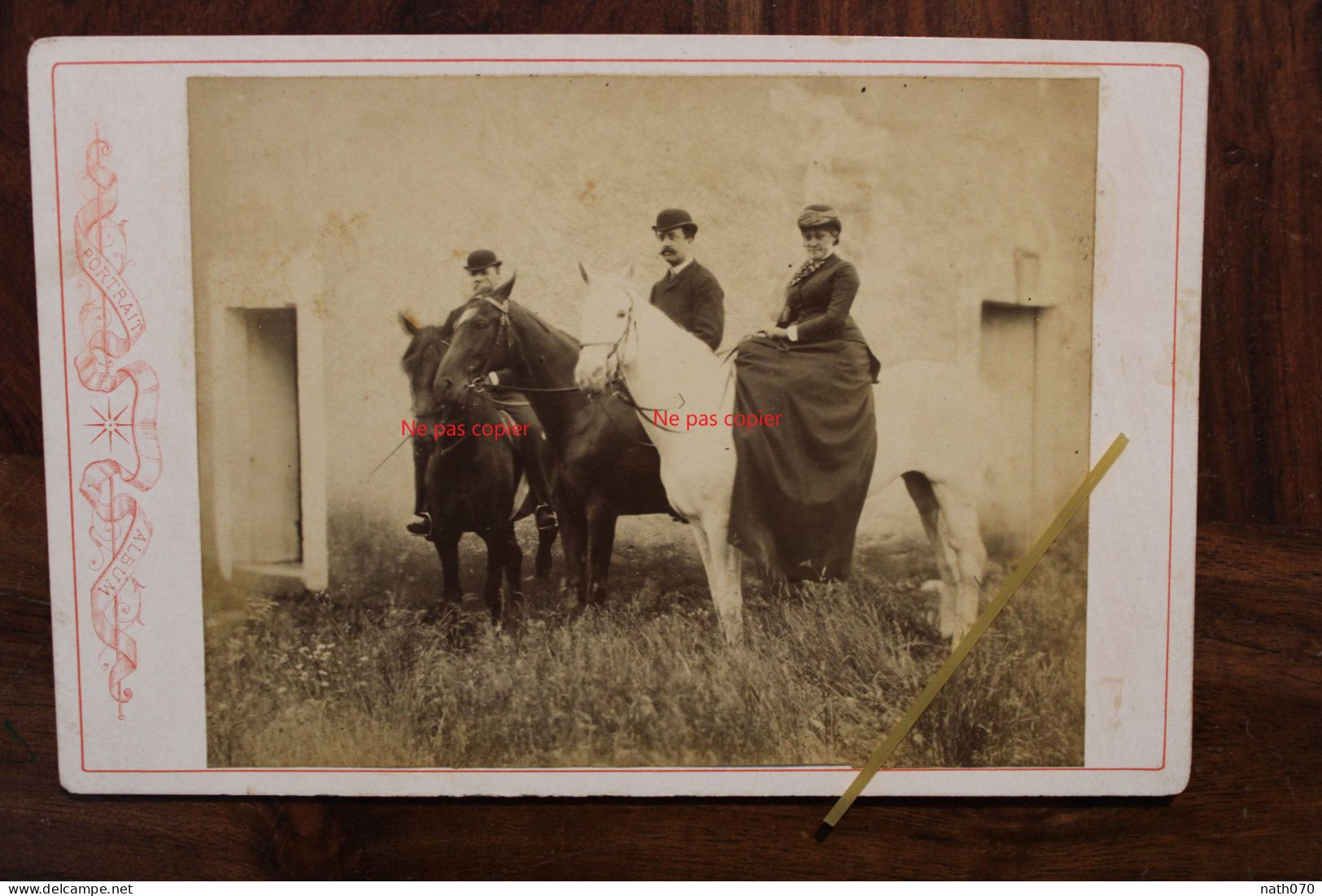 Photo 1890's Cavaliers Cavalière En Amazone Chevaux Tirage Albuminé Albumen Print Vintage - Antiche (ante 1900)