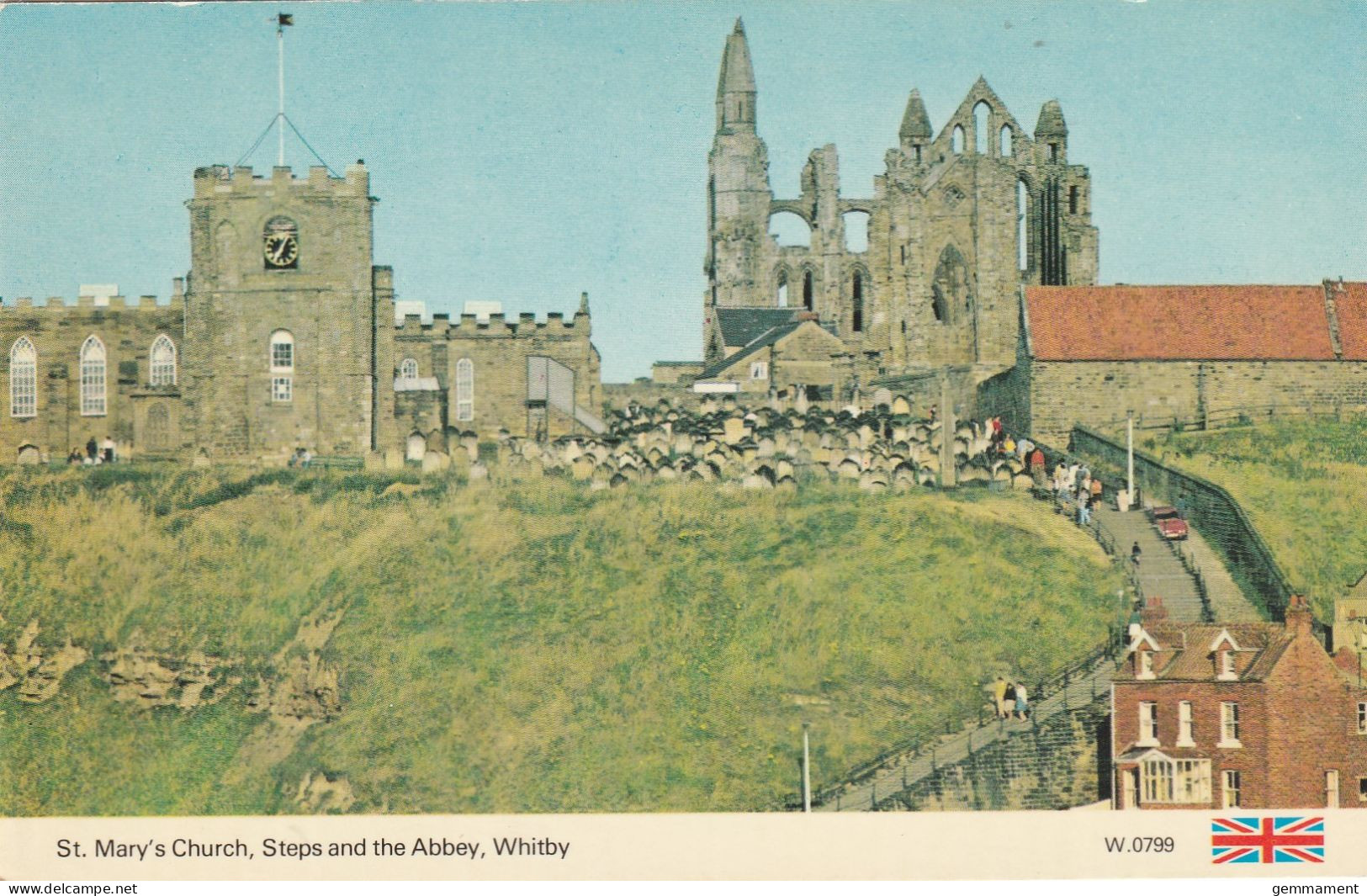 WHITBY - ST MARYS CHURCH STEPS AND THE ABBEY - Whitby