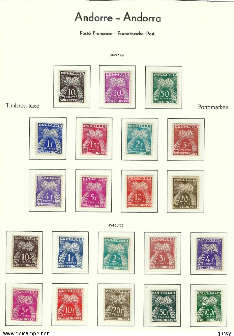 ANDORRE FRANCAIS Taxe Ca. 1943: Lot De Neufs**, Forte Cote - Unused Stamps