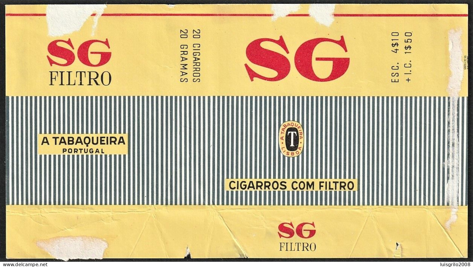 Portugal 1960/ 70, Pack Of Cigarettes - SG Filtro -|- A Tabaqueira, Lisboa - Boites à Tabac Vides